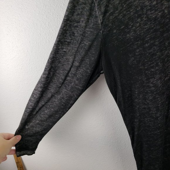 Faded Glory Women's Size 2X Long Sleeve Burnout Tee Charcoal Gray Long Sleeve - Picture 2 of 6